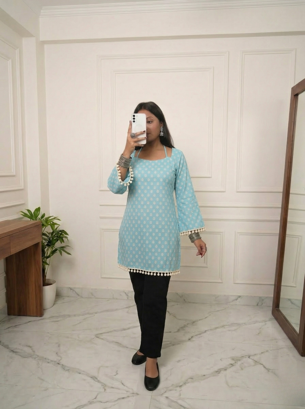 Halter Neck Kurti with lace