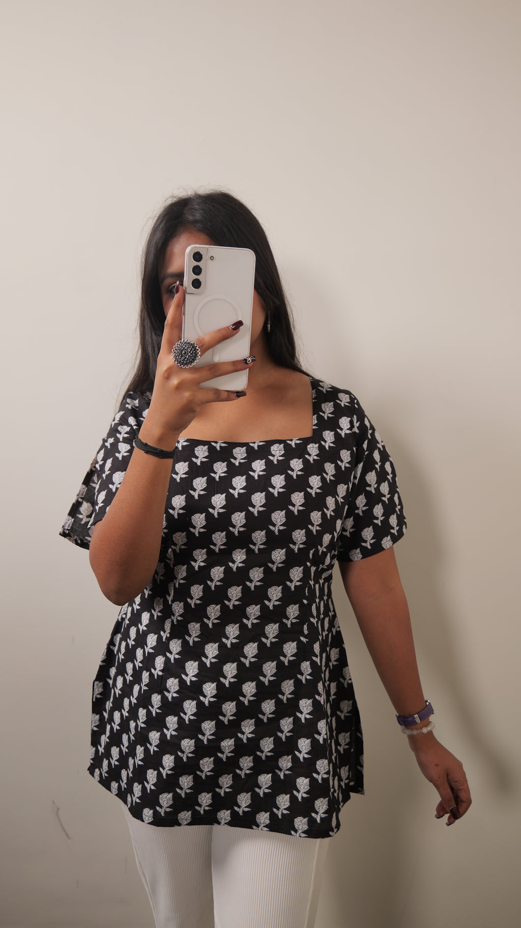Back Tie Knot black kurti