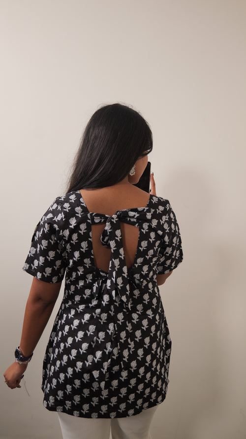 Back Tie Knot black kurti