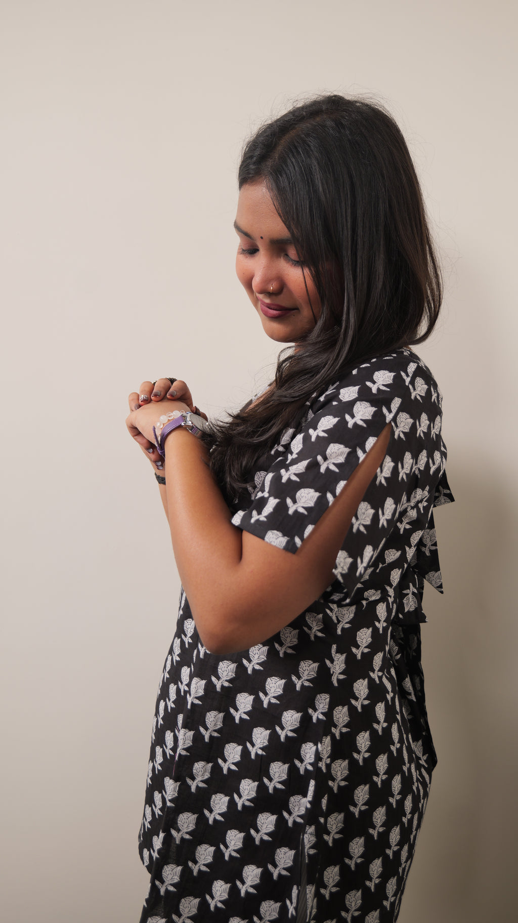 Back Tie Knot black kurti