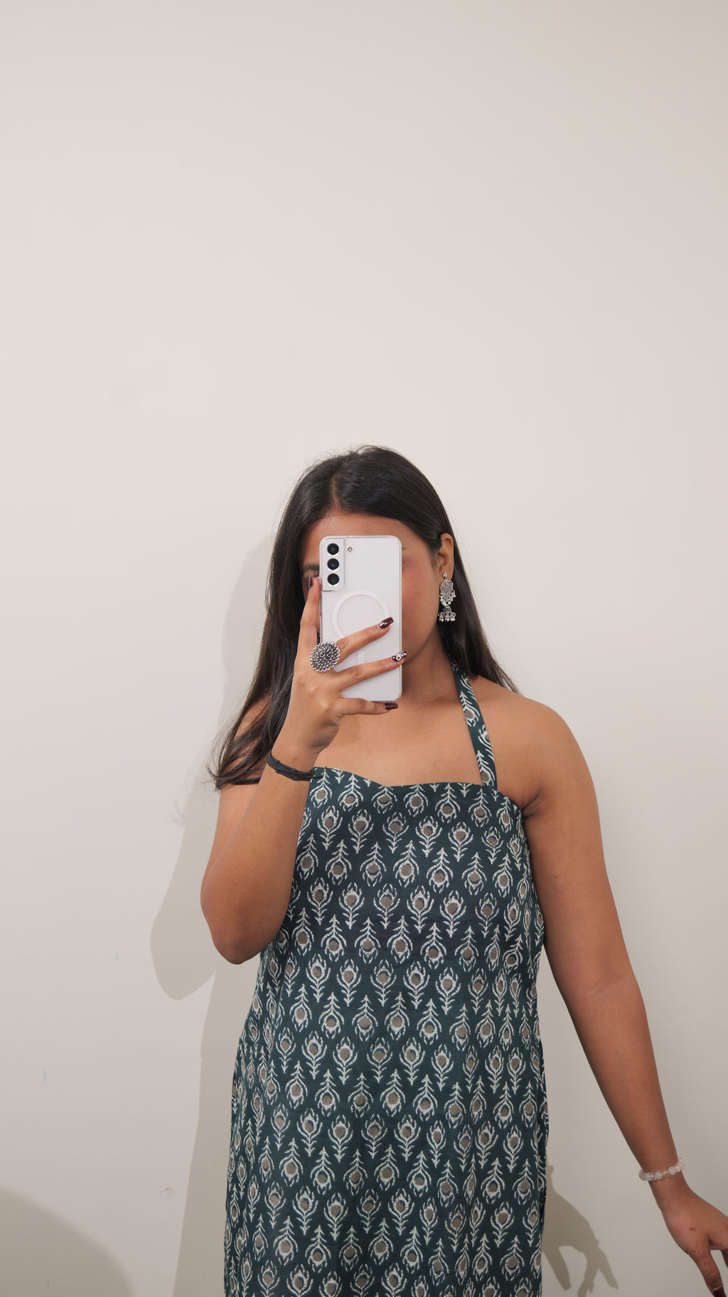 Halter Neck dark green kurti