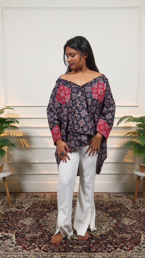 Ajrakh print oversized shirt