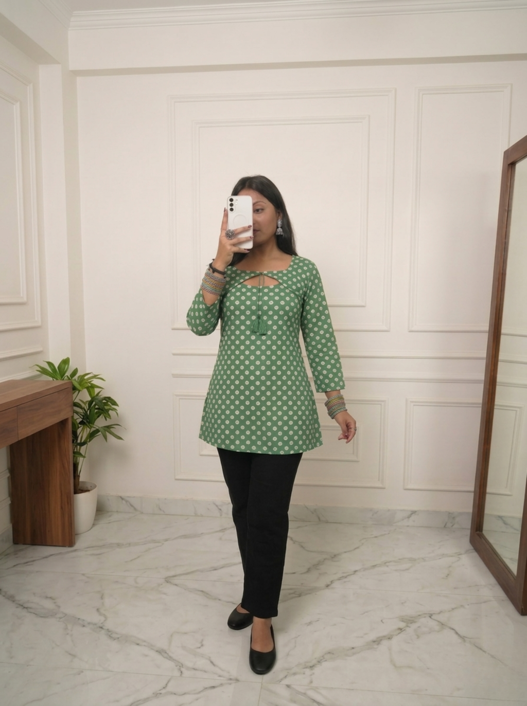 convertable green kurti
